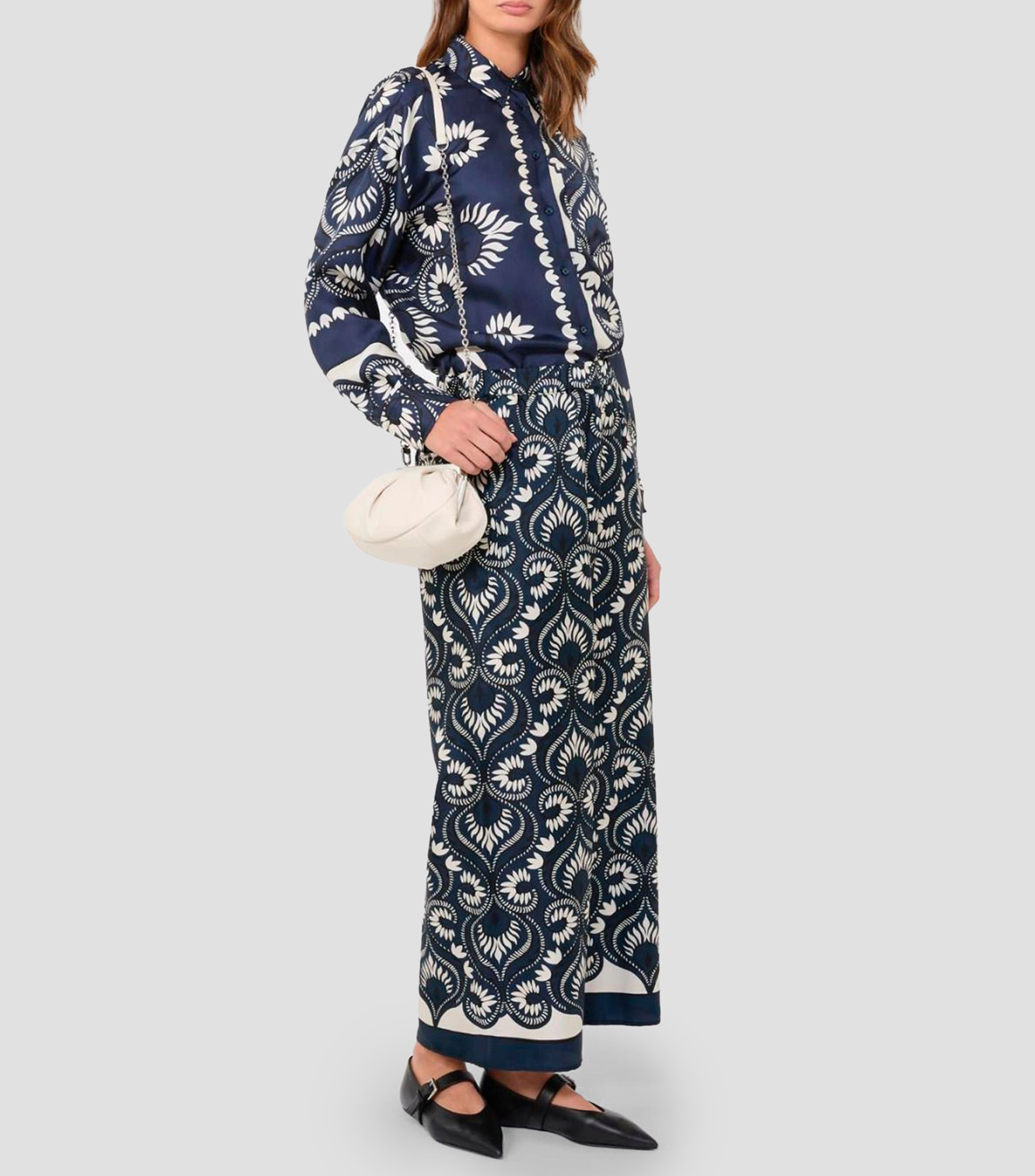 Camisa con estampado manga larga Mujer